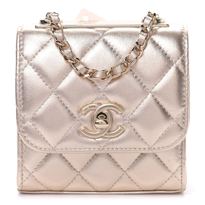 Chanel Metallic Lambskin Quilted Mini Trendy CC Clutch With Chain Gold 1 of 9