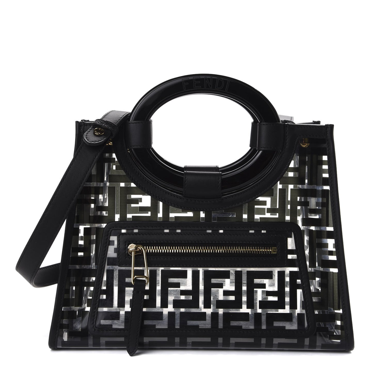 TPU FF Vitello Century Plexiglass Small Runaway Shopper Tote Black