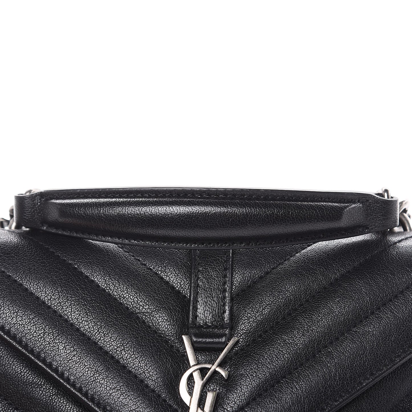 Sheepskin Matelasse Chevron Monogram College Chain Wallet Black
