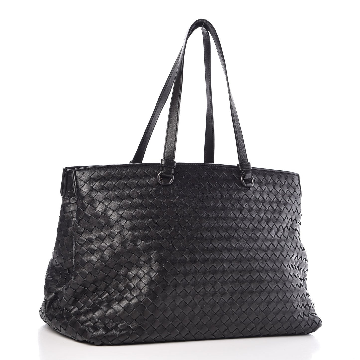 Nappa Intrecciato Large Top Handle Tote Black