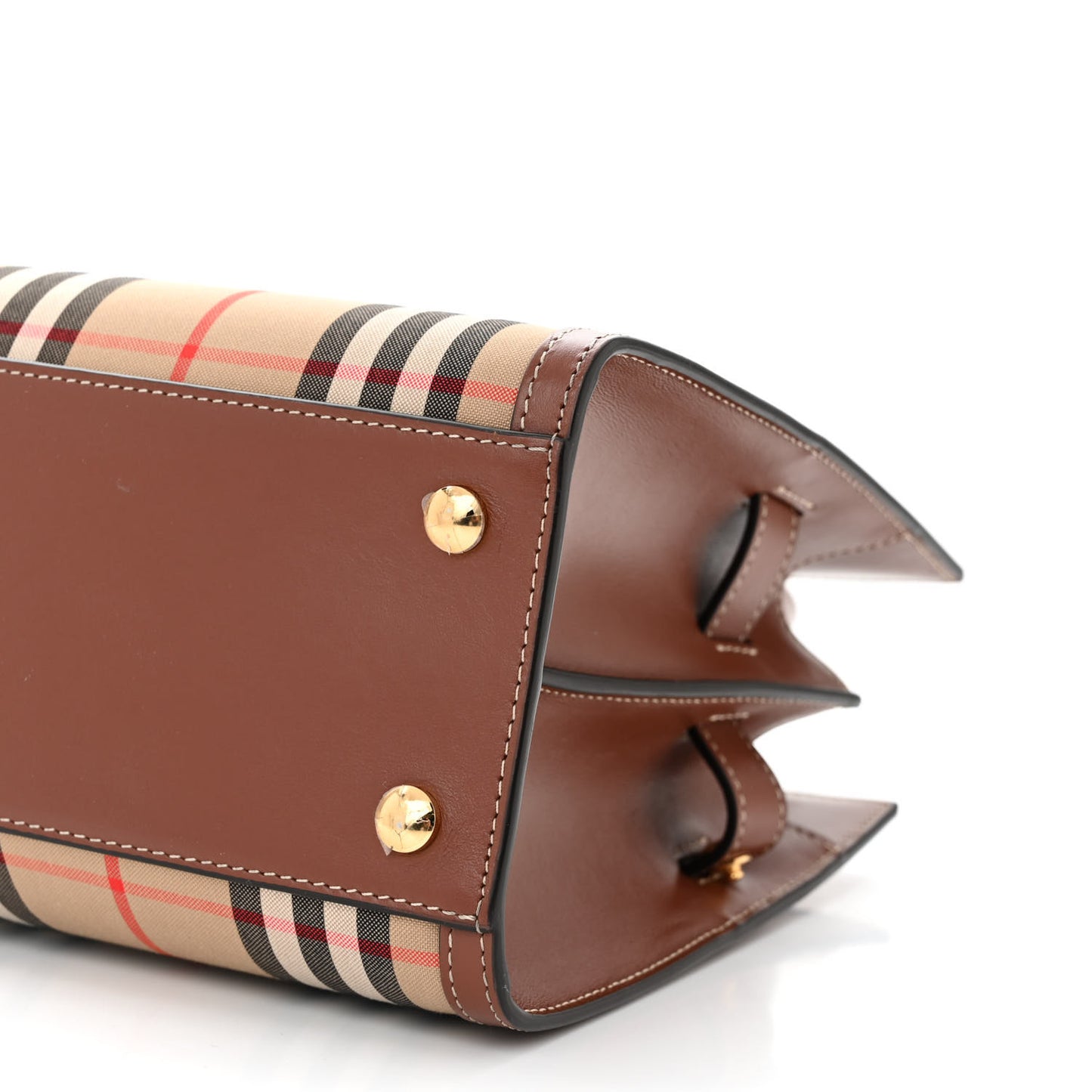 Calfskin Vintage Check Mini Two Handle Title Bag Archive Beige