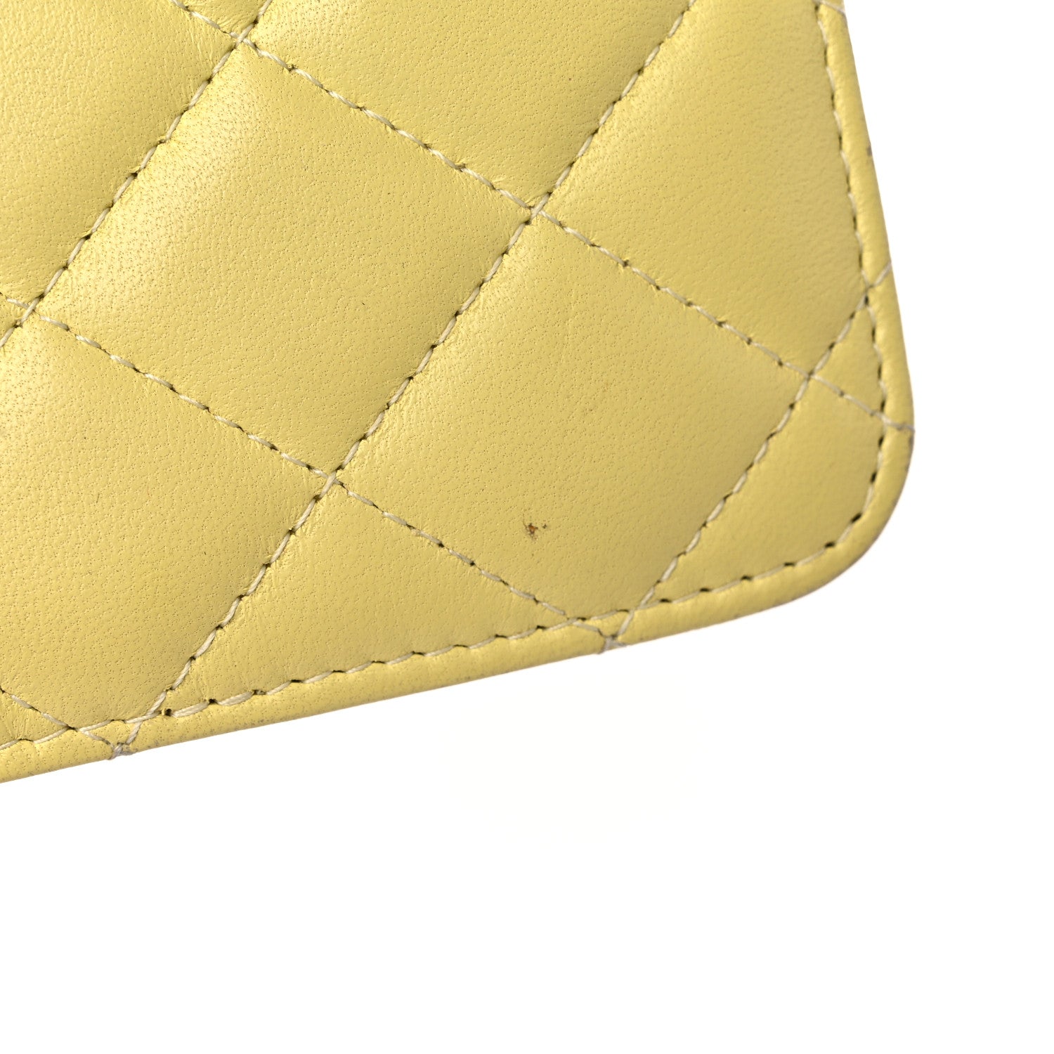 Chanel Lambskin Quilted Trendy CC Wallet On Chain WOC Yellow 20 of 24
