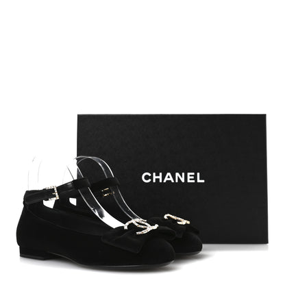 Chanel Velvet Strass CC Bow Mary Jane Flats 35.5 Black 9 of 9