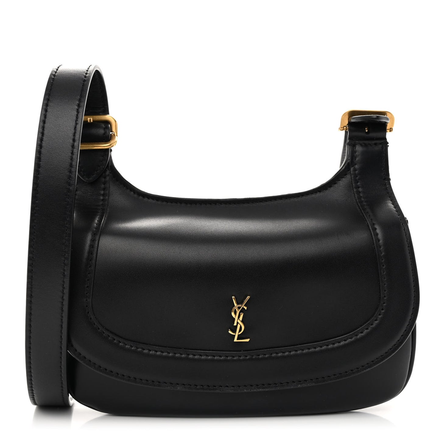 Smooth Calfskin Small Charlie Shoulder Bag Black