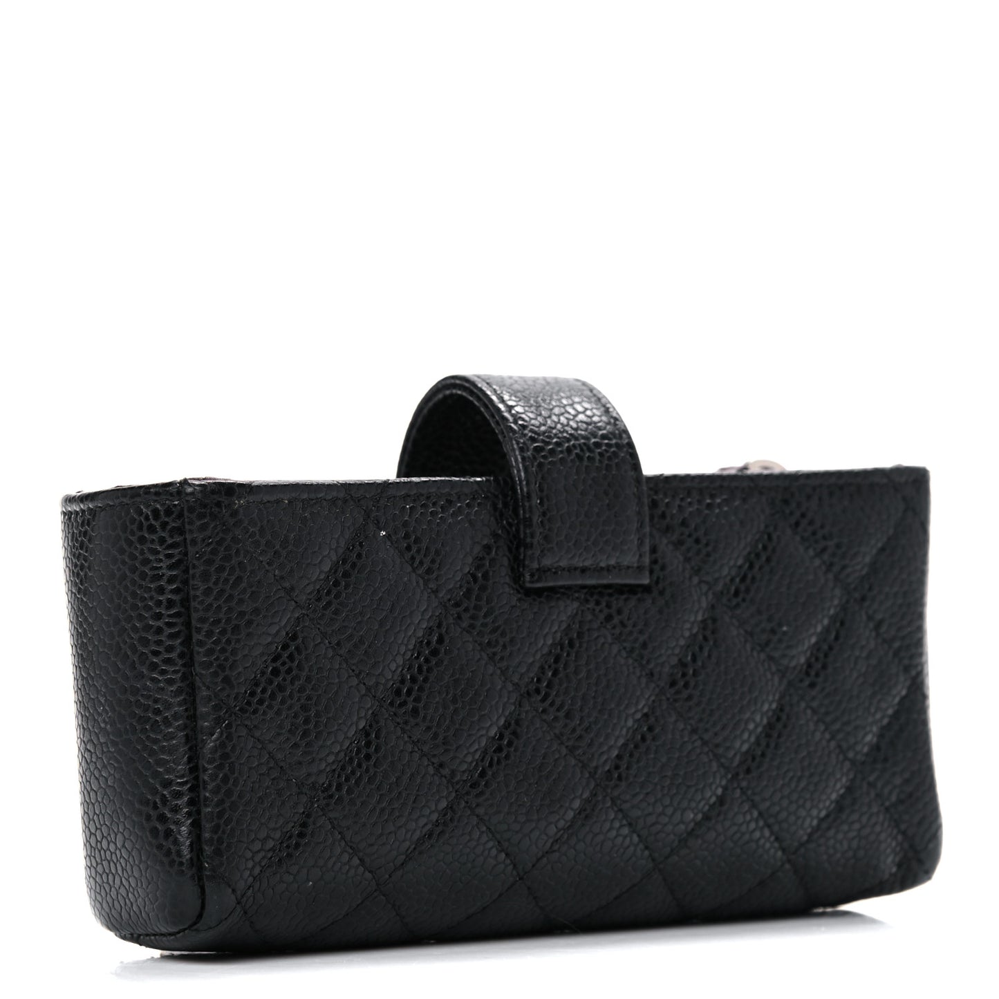 Caviar Quilted Mini Phone Holder Clutch Black