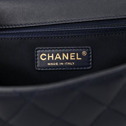Chanel Lambskin Quilted Jumbo Mademoiselle Chic Flap Navy 6 of 11