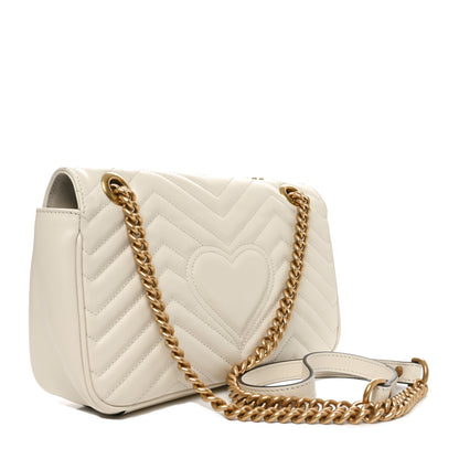 Gucci Calfskin Matelasse Small GG Marmont Shoulder Bag  White 3 of 10