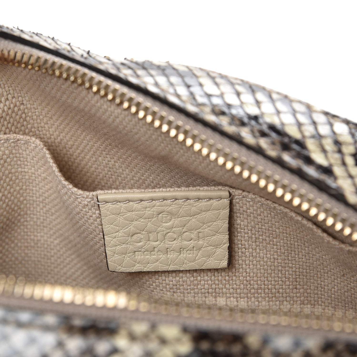 Gucci Python Small Soho Disco Bag Off White Nut Brown Beige 6 of 7