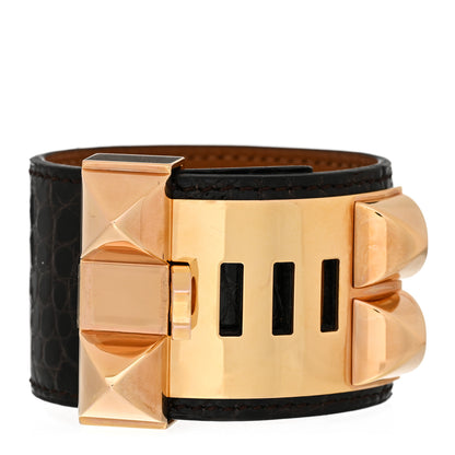 Hermes Shiny Alligator Collier de Chien CDC Bracelet XS Havane 3 of 6