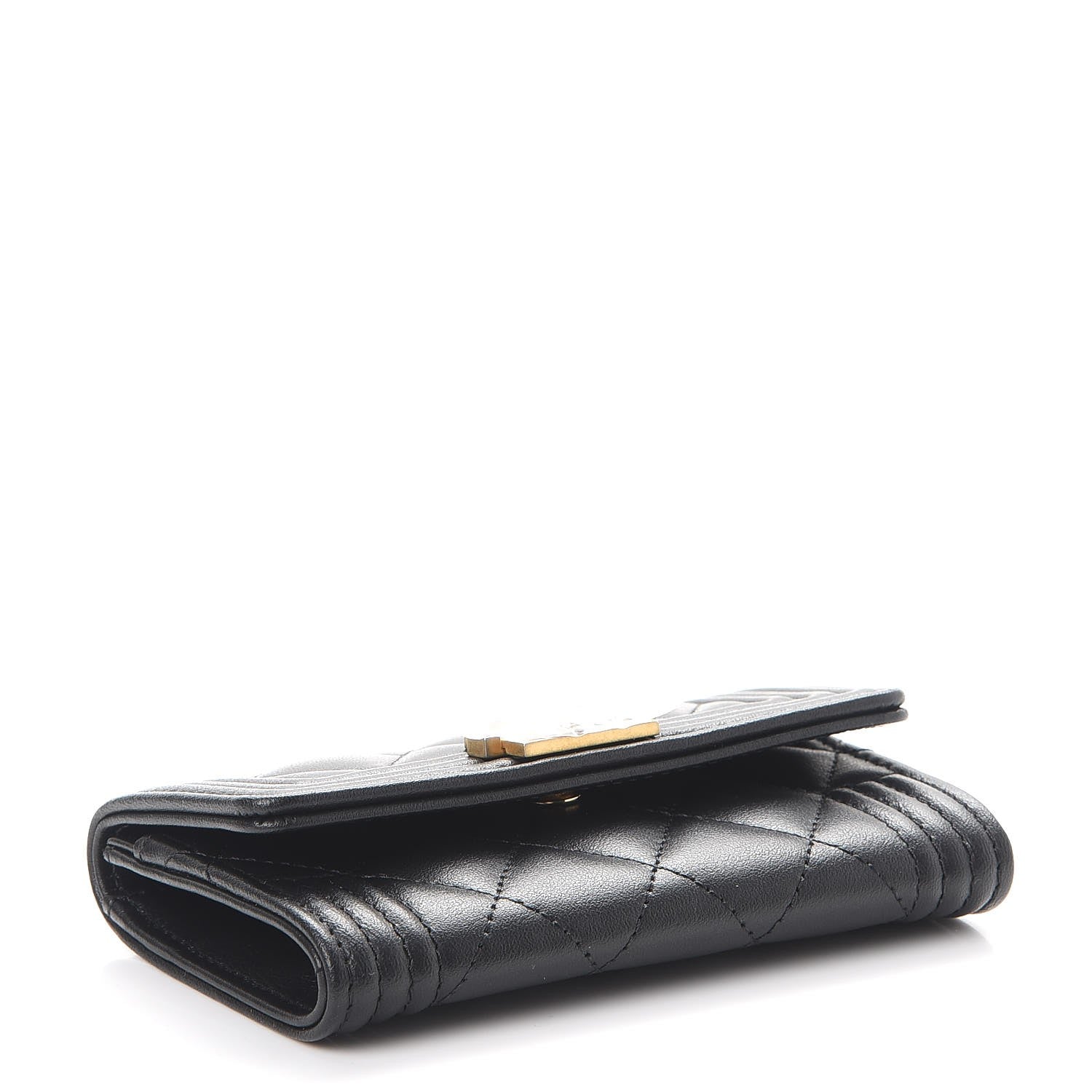 Chanel Lambskin Quilted Boy Card Holder Wallet Black 4 of 9