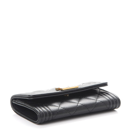 Chanel Lambskin Quilted Boy Card Holder Wallet Black 4 of 9