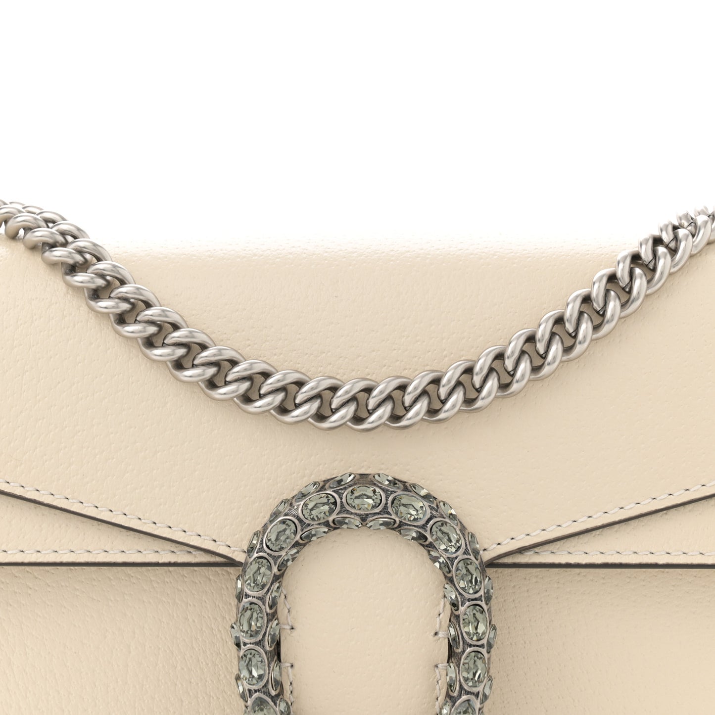 Textured Calfskin Crystal Small Dionysus Shoulder Bag Mystic White