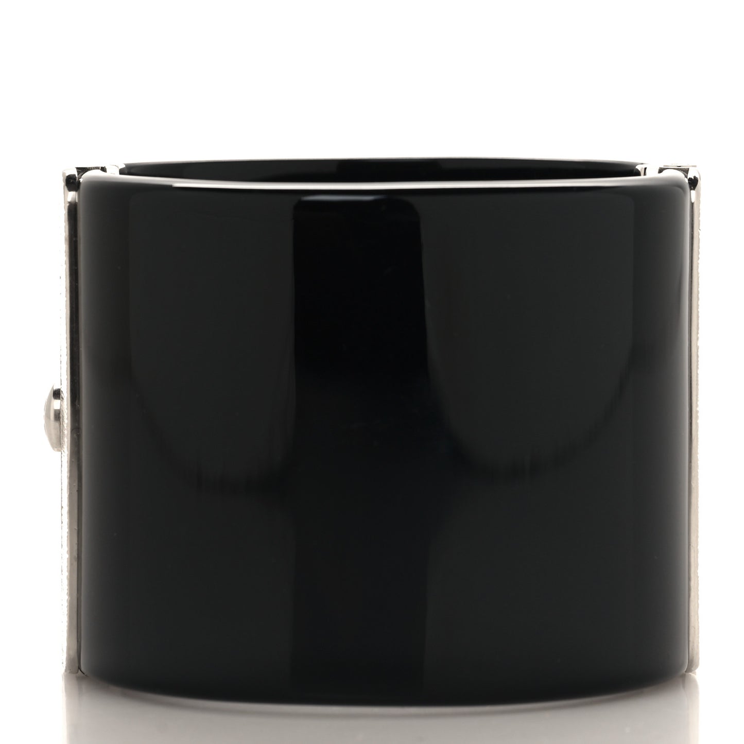 Resin Baguette Crystal Dubai CC Cuff Bracelet Black Silver