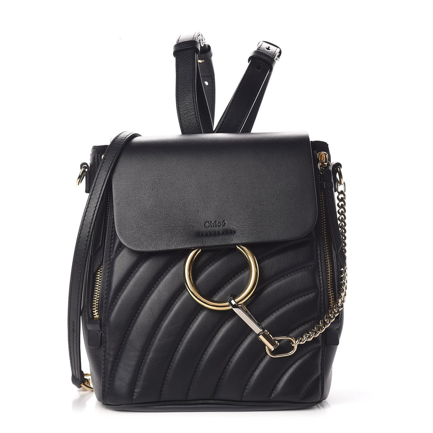 Calfskin Quilted Medium Faye Backpack Full Blue
