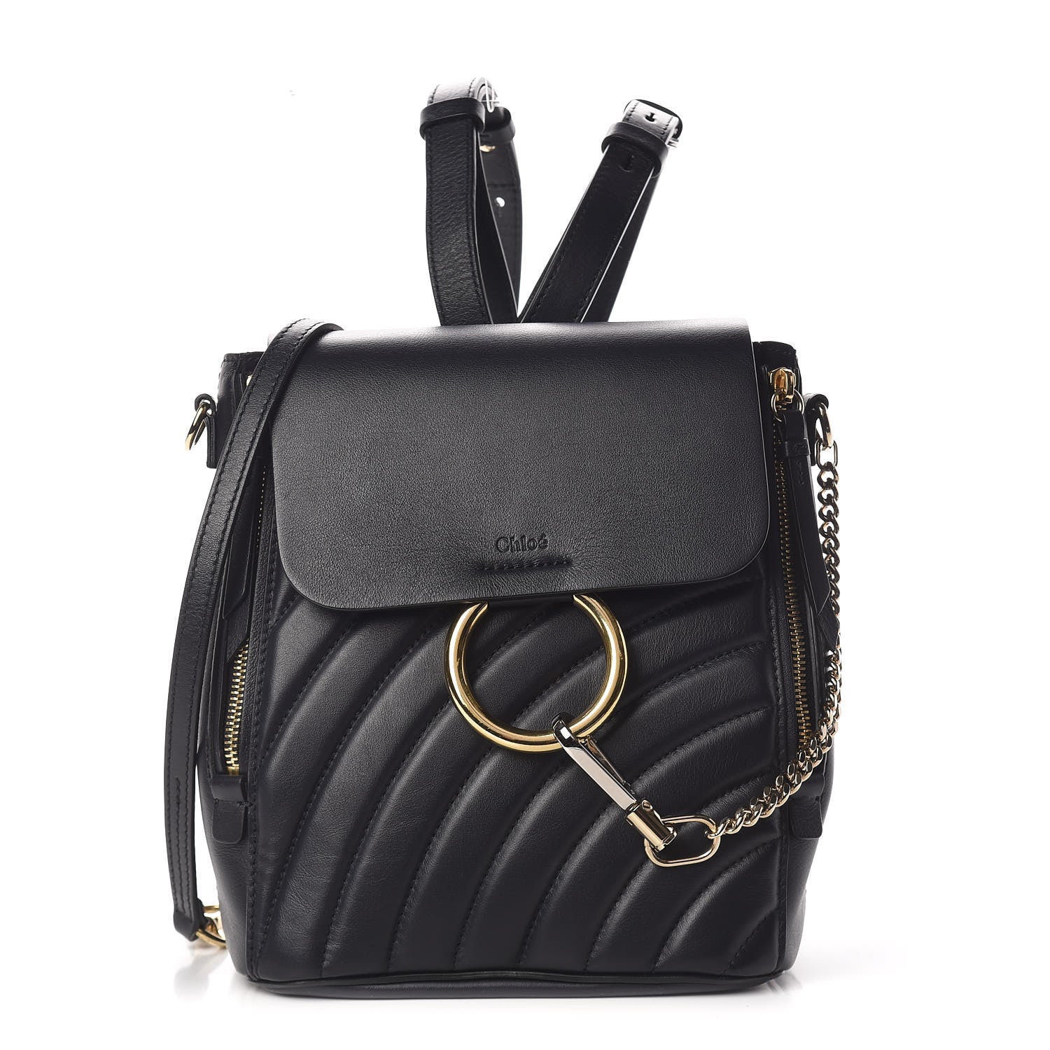 Chloe Calfskin Quilted Medium Faye Backpack Full Blue 1 of 10