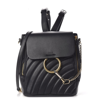 Chloe Calfskin Quilted Medium Faye Backpack Full Blue 1 of 10