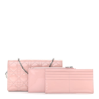 Christian Dior Patent Cannage Lady Dior Convertible Clutch Light Pink 3 of 13