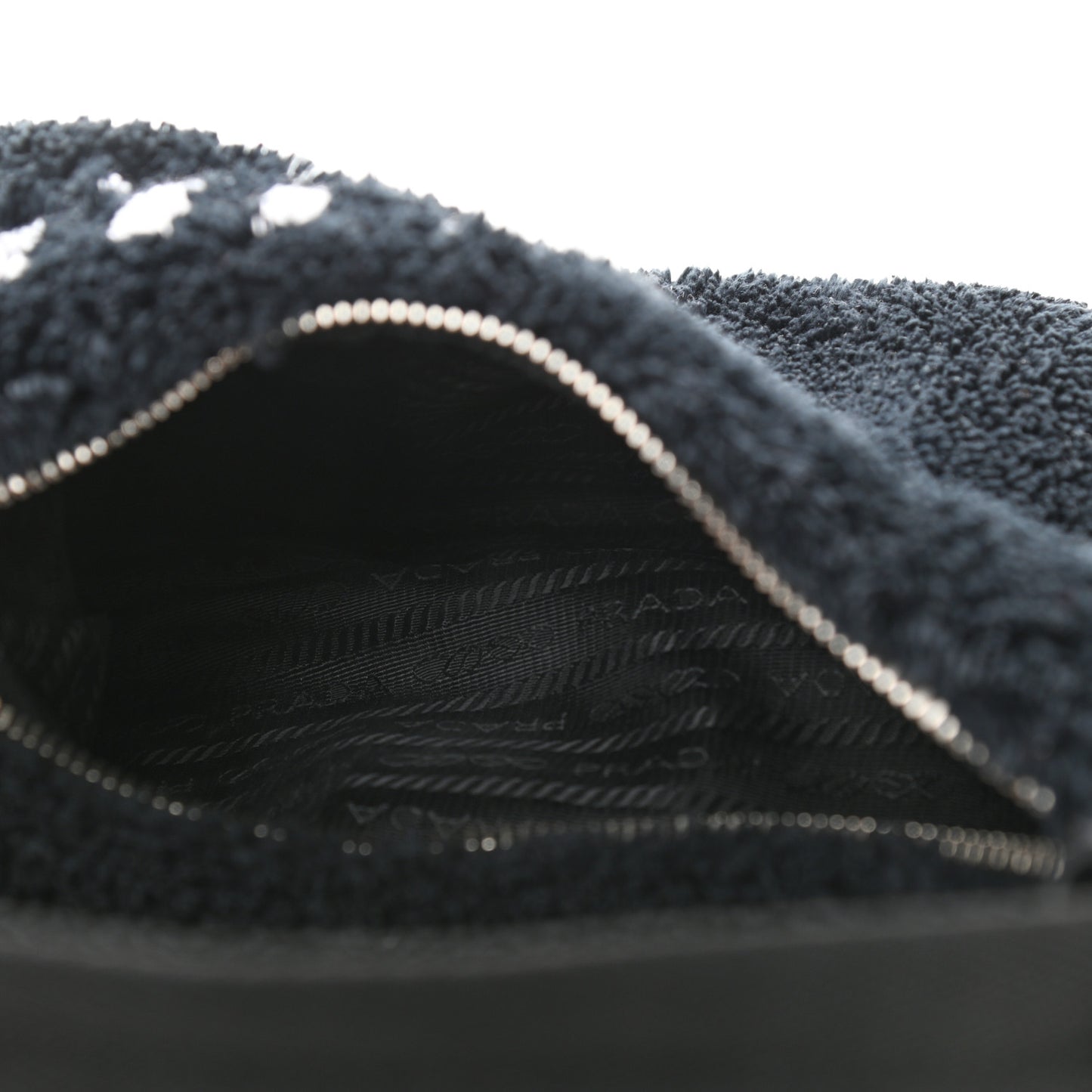 Terry Cloth Mini Re-Edition 2000 Bag Black White
