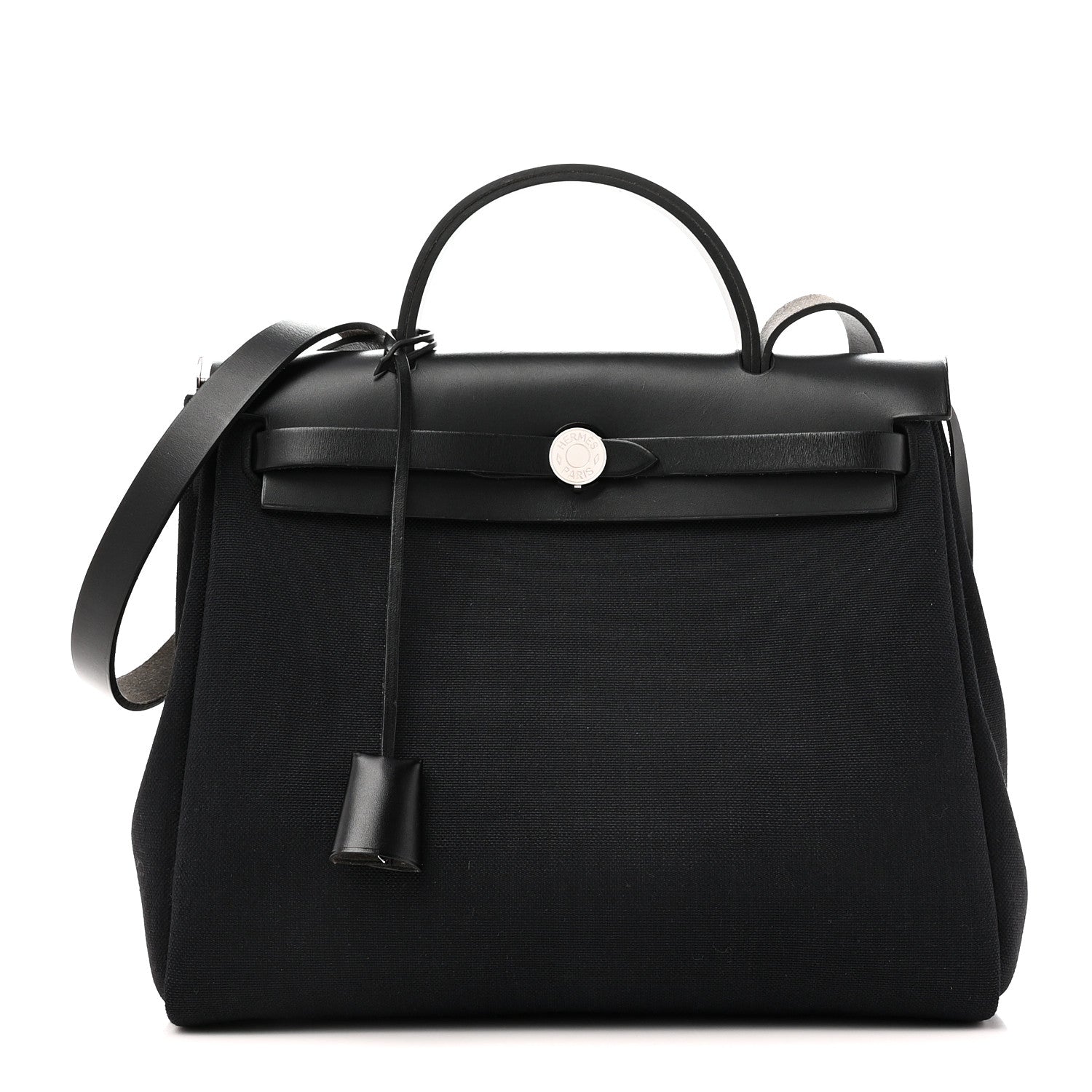 Hermes Military Toile Vache Hunter Herbag Zip Retourne 31 PM Black 1 of 11