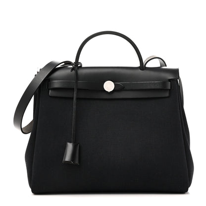 Hermes Military Toile Vache Hunter Herbag Zip Retourne 31 PM Black 1 of 11