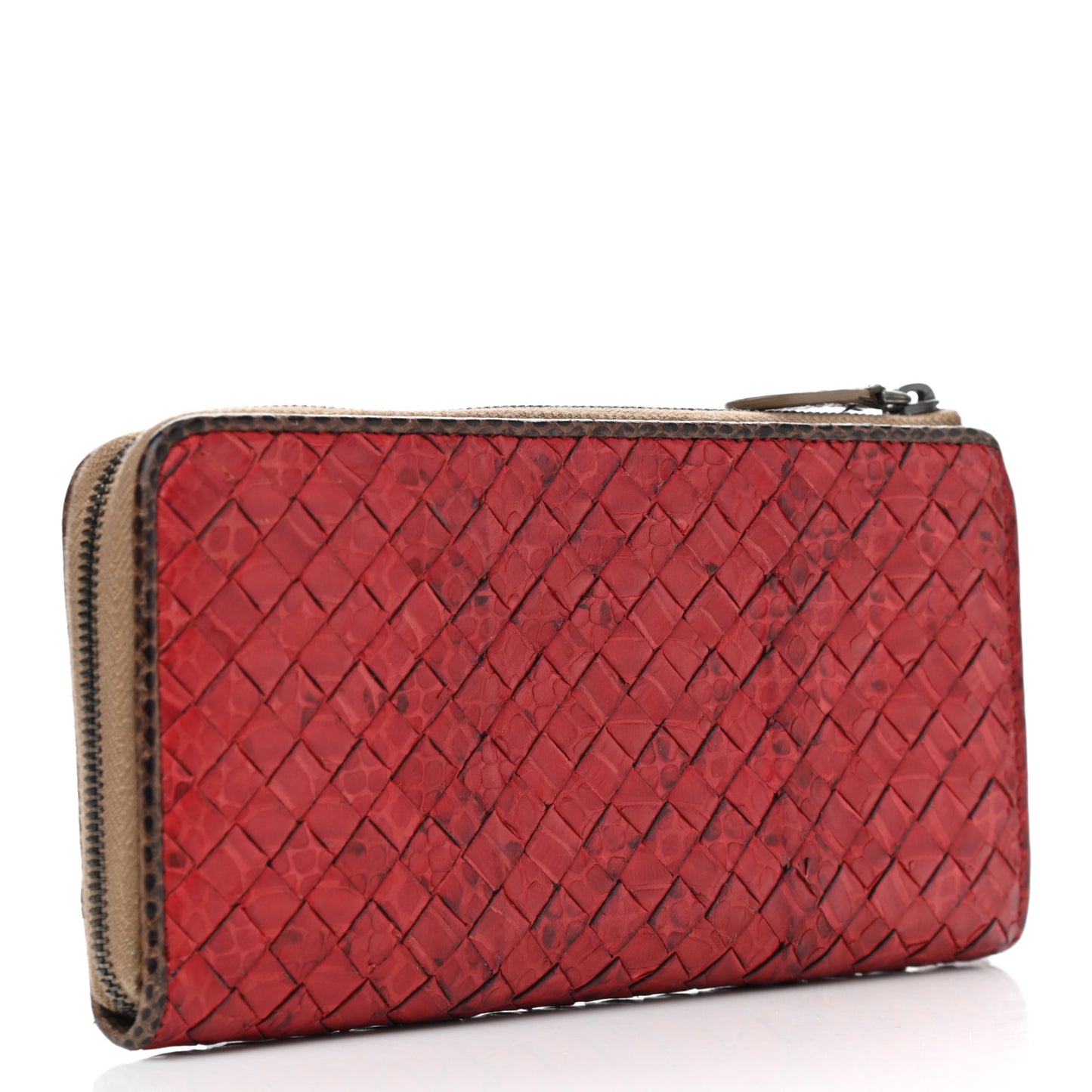 Nappa Intrecciato Ayers Zip Wallet Red