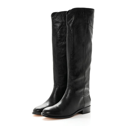 Chanel Calfskin Ascot Riding Boots 39.5 Black 3 of 9