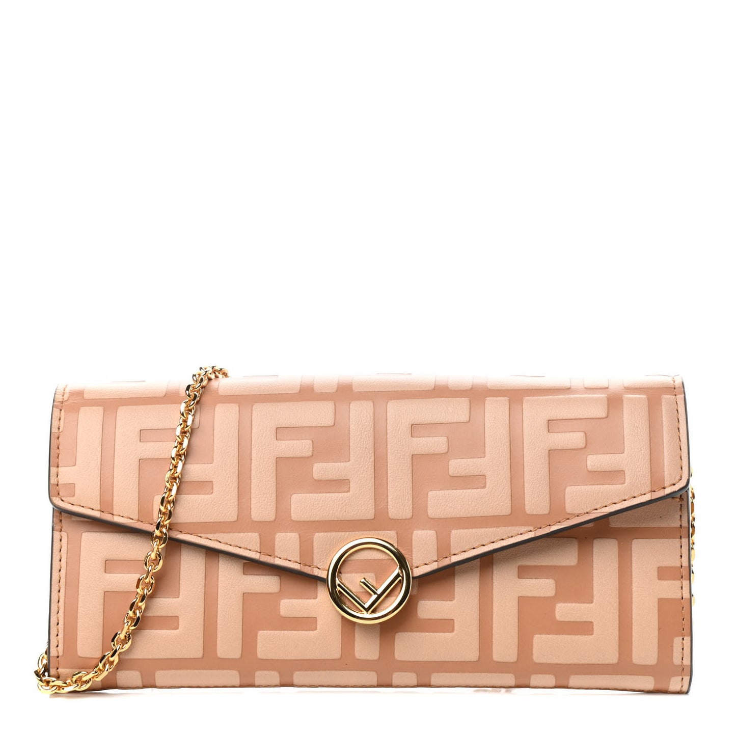 Vitello Termolagoon F is Fendi FF 1974 Embossed Continental Envelope Wallet On Chain Miele Scuro
