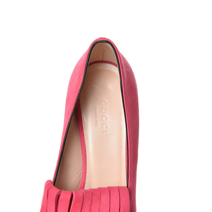 Gucci Kid Scamosciato GG Marmont Fringe 50mm Loafer Pumps 35 Hot Pink 8 of 11