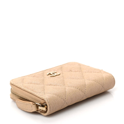 Chanel Iridescent Caviar Quilted Zip Around Coin Purse Beige 4 of 7