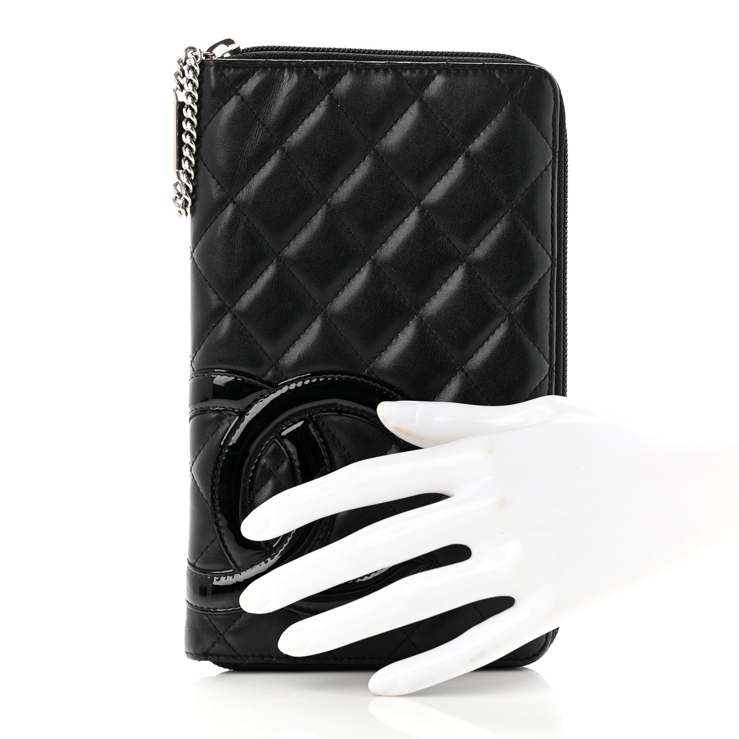 Calfskin Cambon Zip Around Organizer Wallet Black