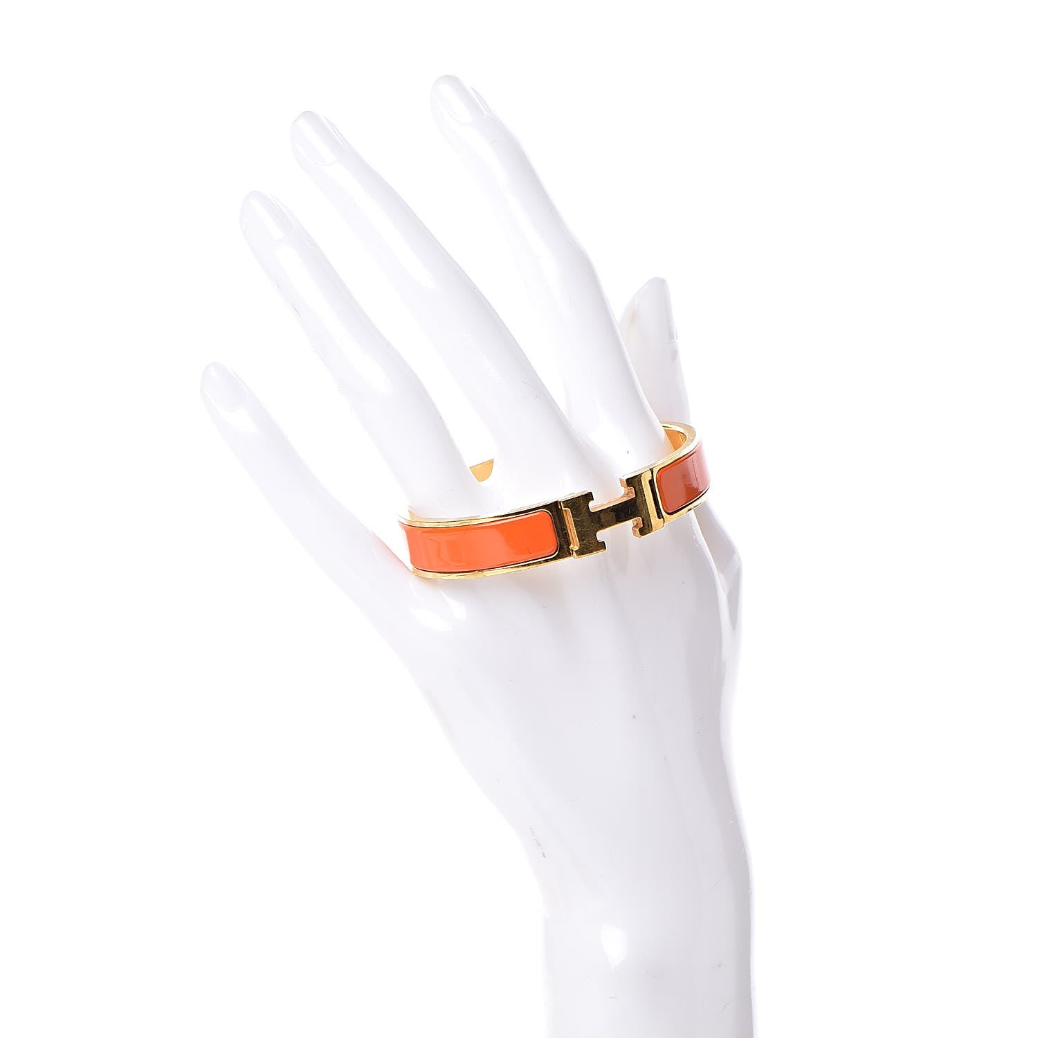 Hermes Enamel Narrow Clic Clac H Bracelet PM Orange 2 of 8