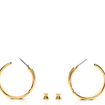Hermes Gold Box Calfskin Olympe Hoop Earrings Rouge H 3 of 4