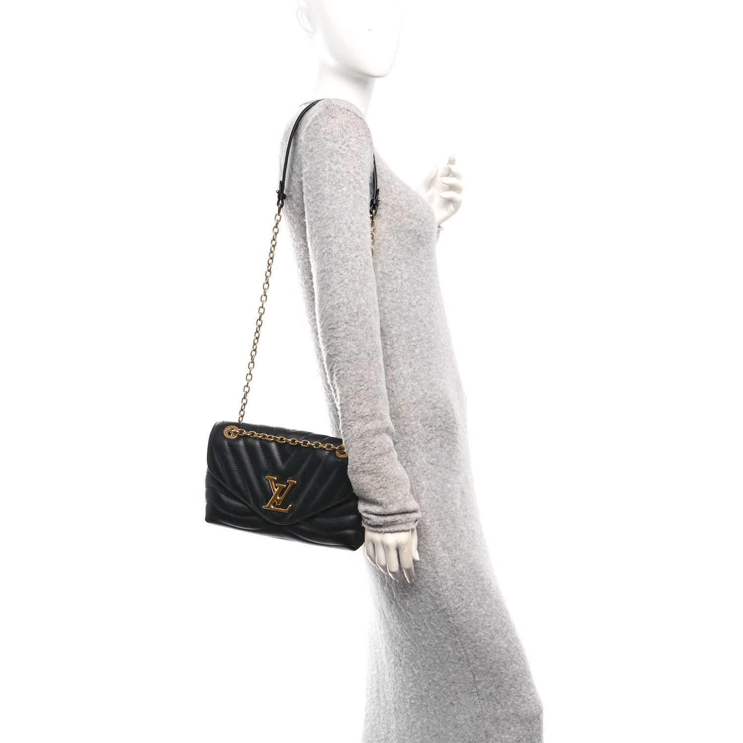 Louis Vuitton Calfskin LV New Wave Chain Bag Black 2 of 9