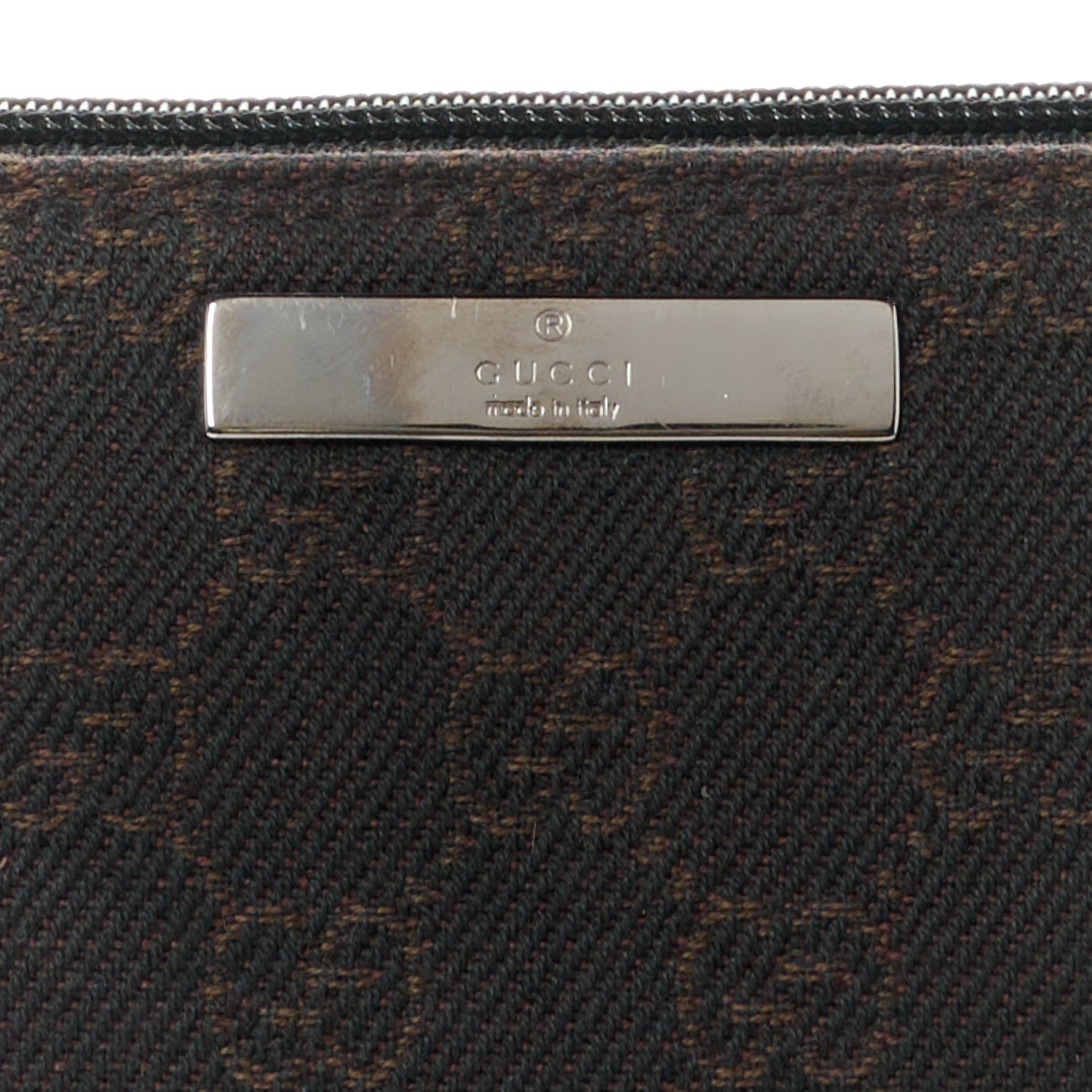 Gucci Denim Monogram Boat Pochette Dark Brown 8 of 10