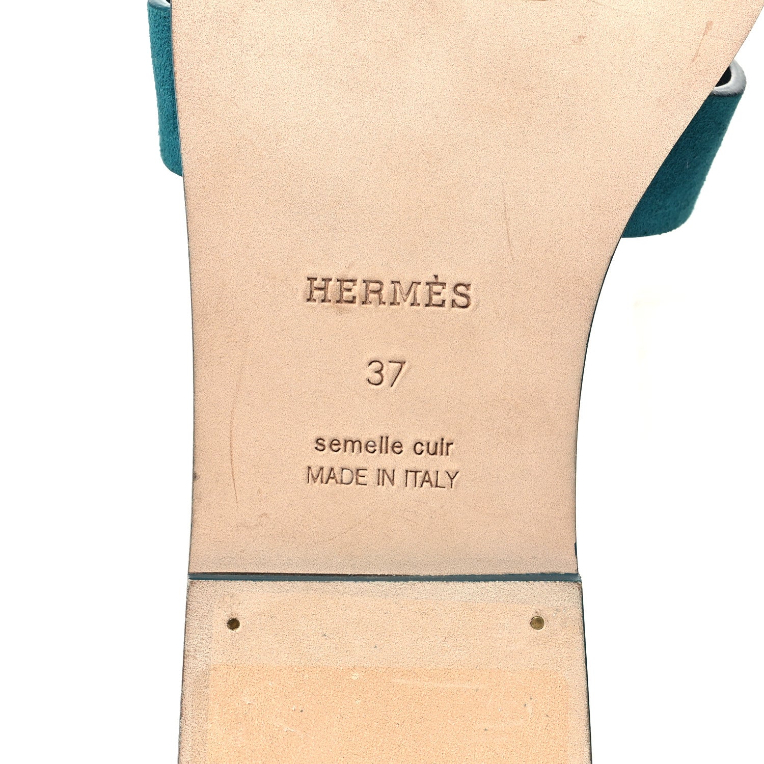 Hermes Suede Goatskin Oran Sandals 37 Vert Oxford 6 of 9