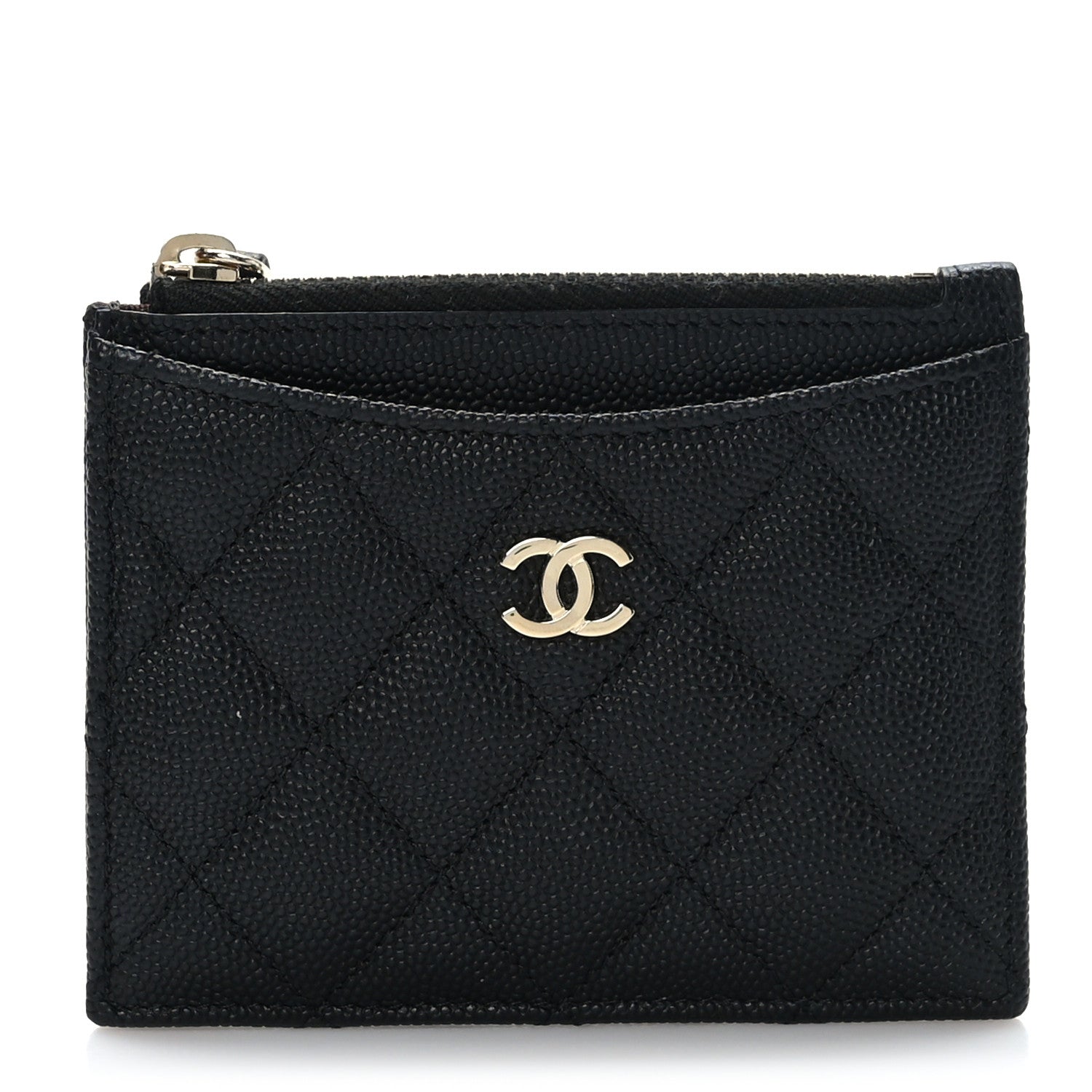 Chanel Caviar Quilted CC Zip Card Holder Black 1 of 7