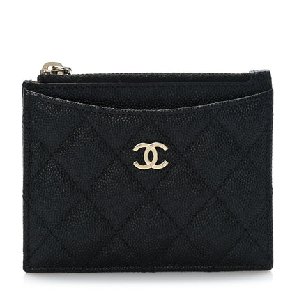 Chanel Caviar Quilted CC Zip Card Holder Black 1 of 7