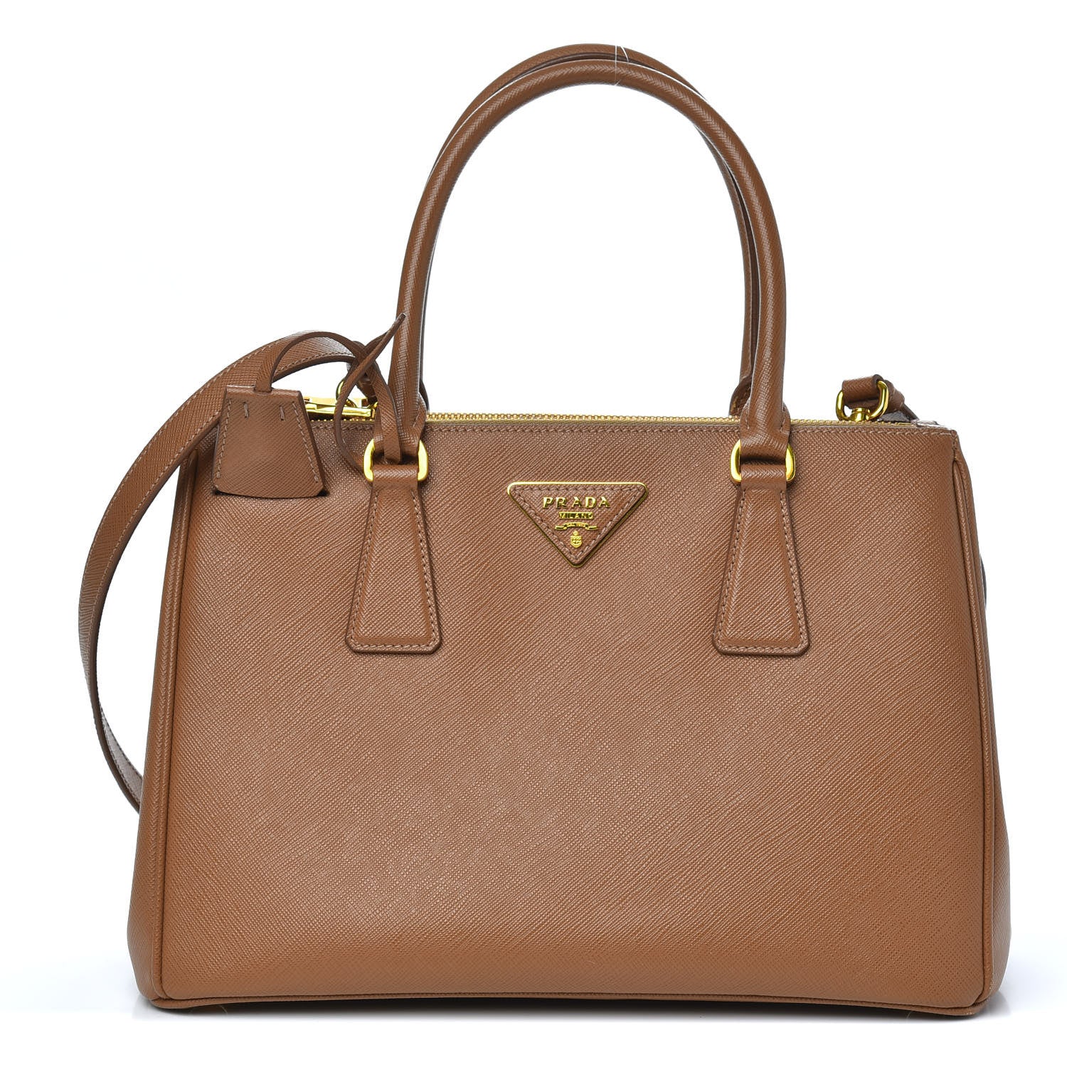 Prada Saffiano Small Galleria Double Zip Tote Caramel 1 of 10