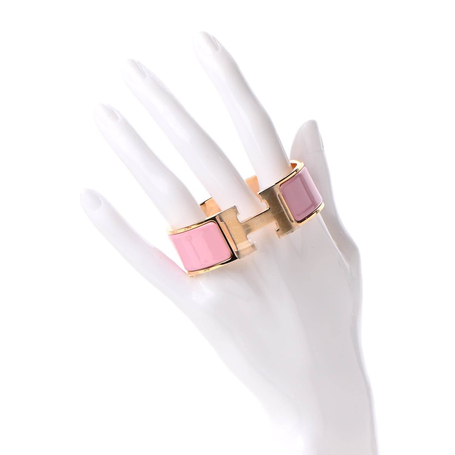 Hermes Enamel Wide Clic Clac H Bracelet PM Rose Nacarat 2 of 6