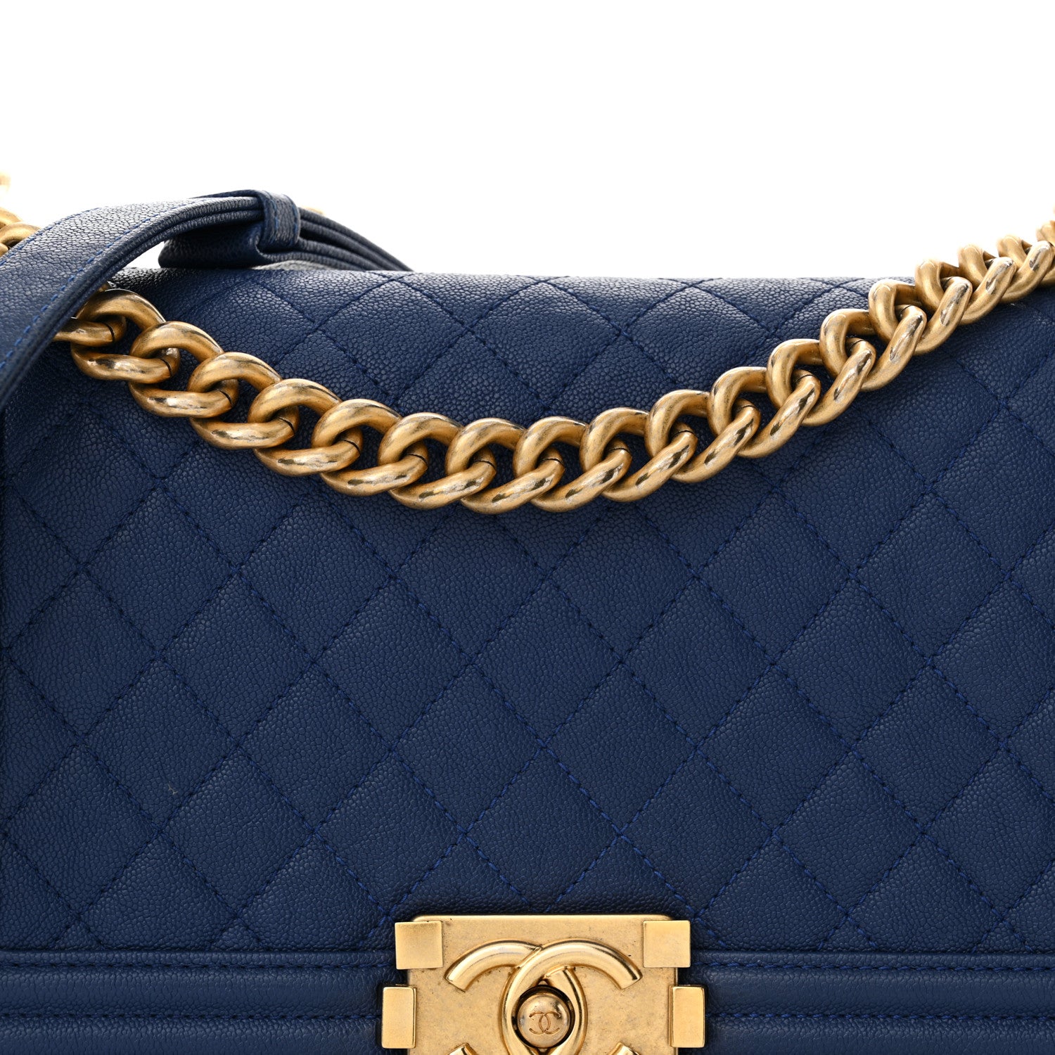 Chanel Caviar Quilted Medium Boy Flap Blue 8 of 12