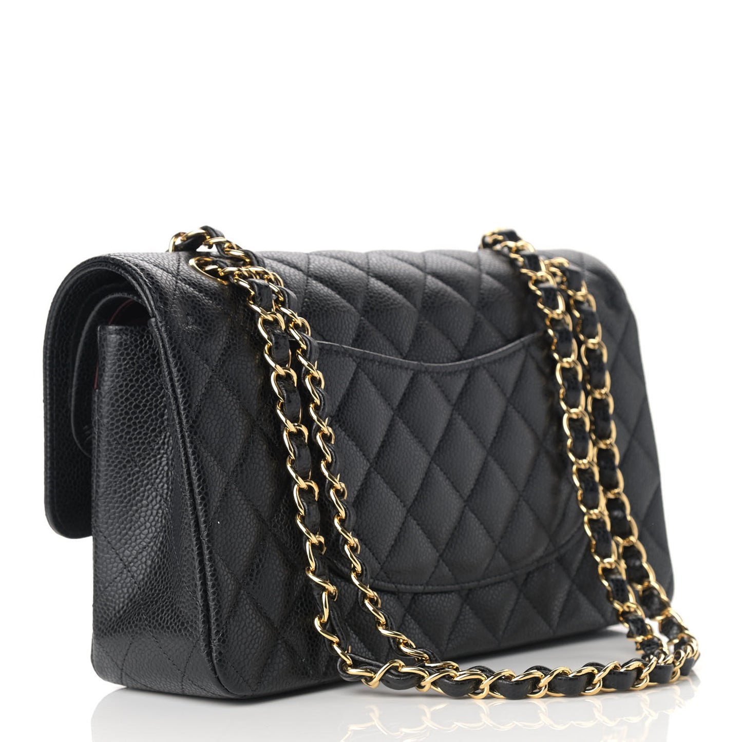 Caviar Quilted Medium Double Flap Black