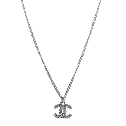 Chanel Crystal CC Necklace Silver 1 of 5