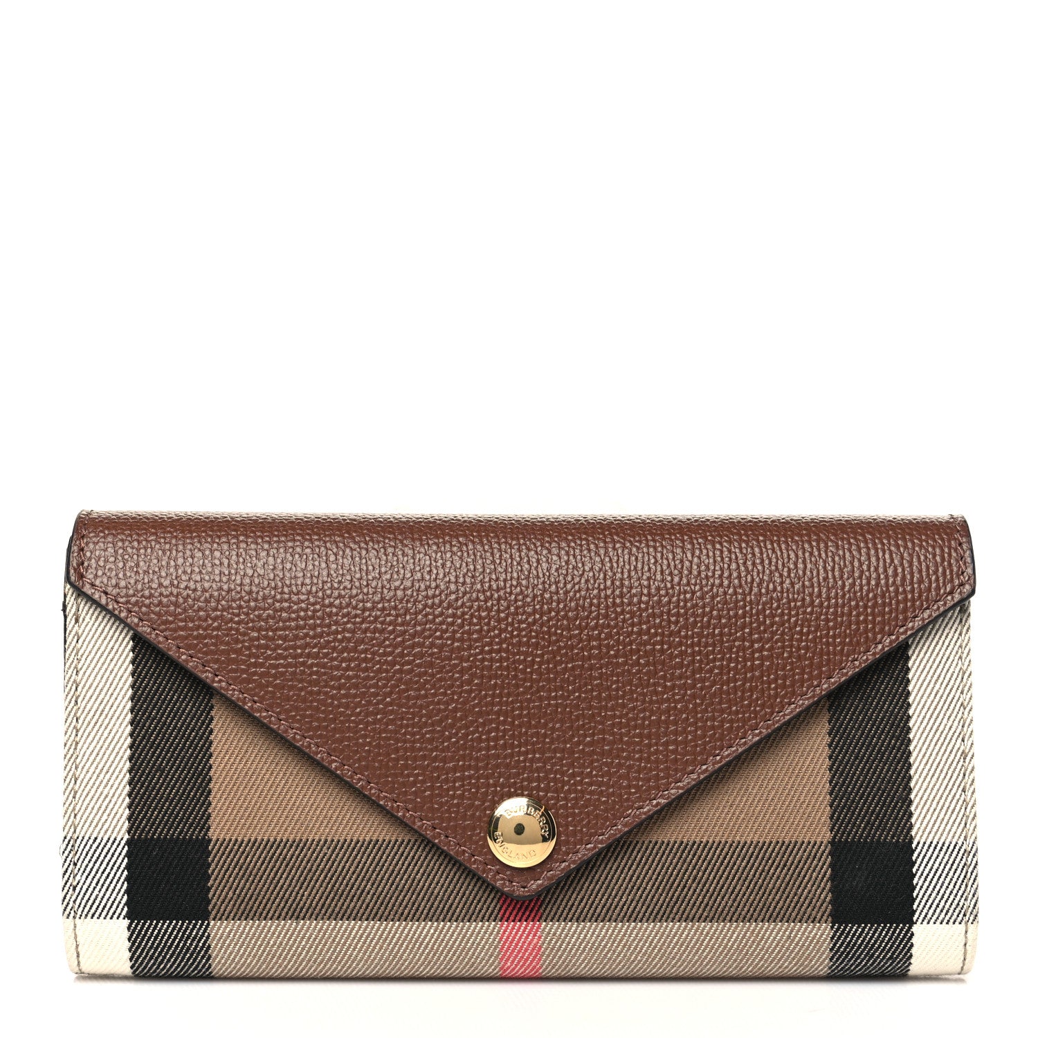 Burberry Vintage Check Grain Calfskin Halton Wallet Tan 1 of 8