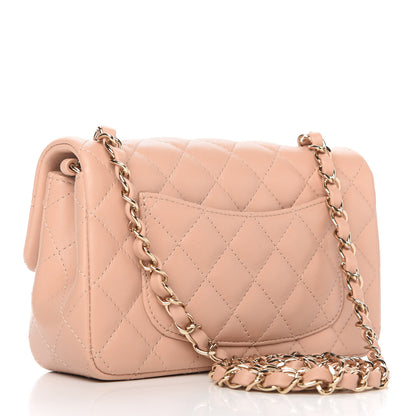 Chanel Lambskin Quilted Mini Rectangular Flap Beige 3 of 10