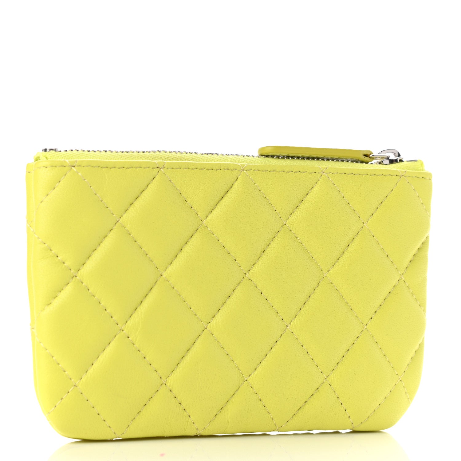 Chanel Lambskin Quilted Small Cosmetic Case Neon Yellow 3 of 9