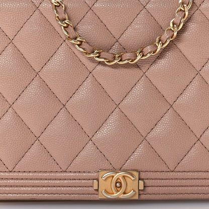 Chanel Caviar Quilted Boy Wallet On Chain WOC Dark Beige 9 of 13