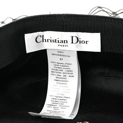 Christian Dior Lambskin Arty Beret Cap With Veil 57 Black 7 of 7
