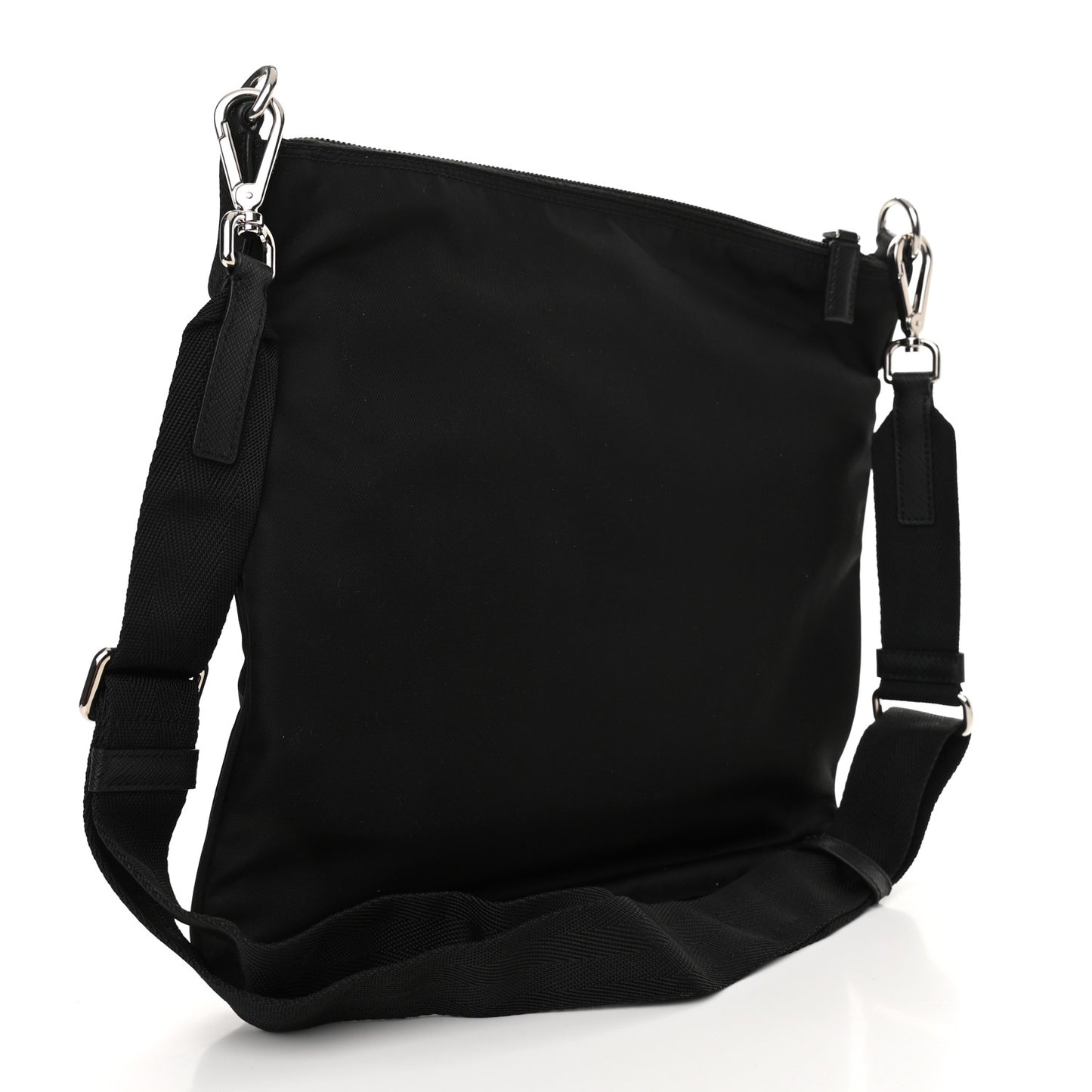 Tessuto Nylon Saffiano Flat Messenger Bag Black