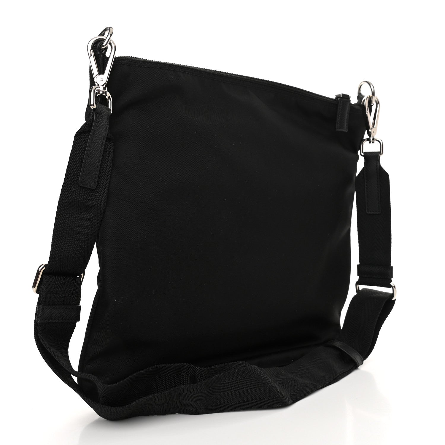 Prada Tessuto Nylon Saffiano Flat Messenger Bag Black 3 of 9