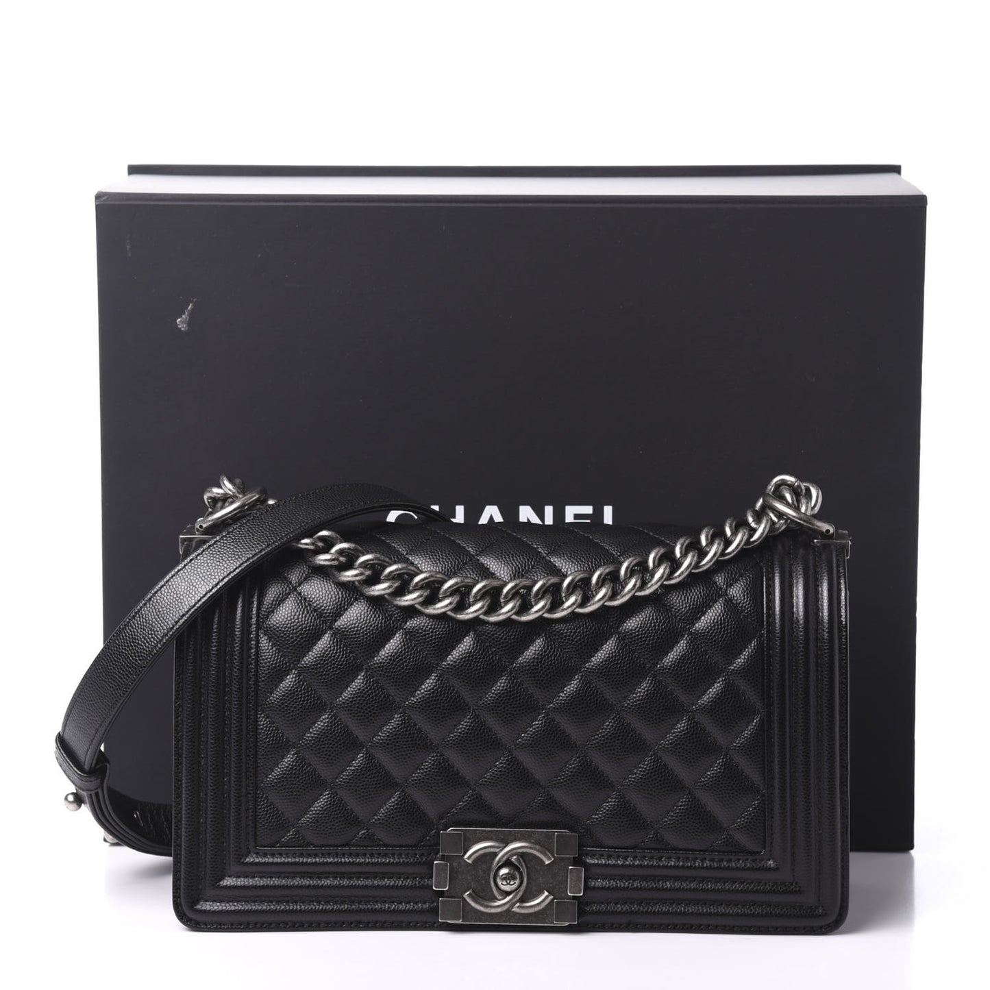 Caviar Quilted Medium Boy Flap Black